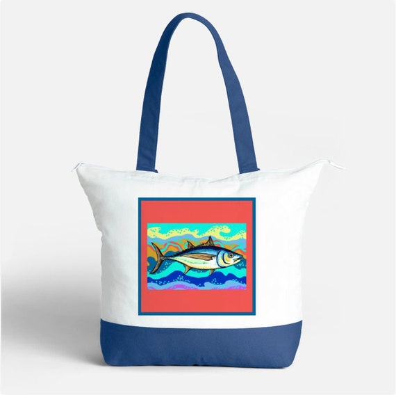 Zippered Tote Bag - Albacore Tuna (Red)