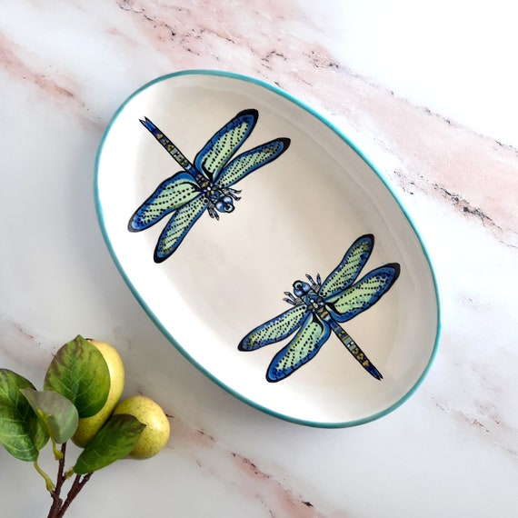 BUG OUT WARE Coupe Oval Platter: Drag Racing Dragonflies
