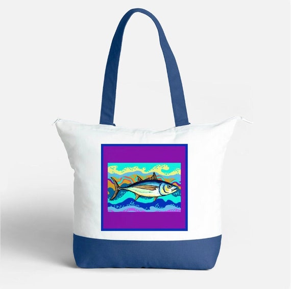 Zippered Tote Bag - Albacore Tuna (Purple)