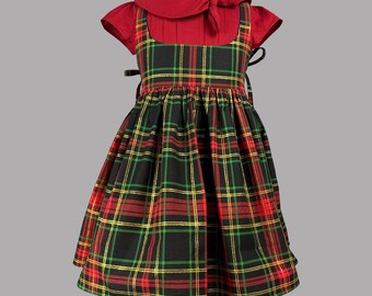 Delantal de cuadros navideño para niñas