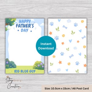DIGITAL - Father's Day - Big Blue Guy - Cookie Cards - 10.5cm x 15cm / A6 Post Card / 6x4” Photo Print