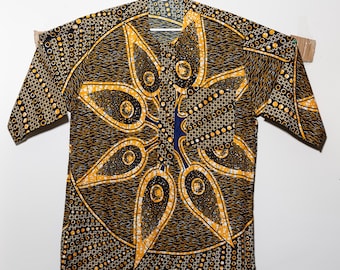 Brown African Print Men Clothing | African Shirt for Men | African Fashion | Traditional African Attire | Dashiki Shirt | Ankara Top