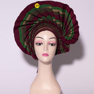 Multicolor Striped African Auto Gele | Ready-to-Wear Gele | Pre-Tied Headwrap | Nigerian Wedding Hat | Aso Oke Headtie | Traditional Headtie
