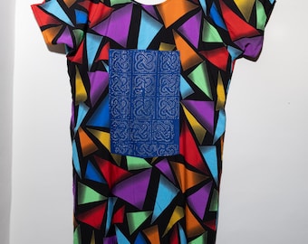 Mehrfarben abstraktes Druck-Frauen-Kleid | Afrikanisches Hemd für Frauen | Afrikanische Mode | Traditionelle afrikanische Kleidung | Dashiki Shirt | Ankara Top