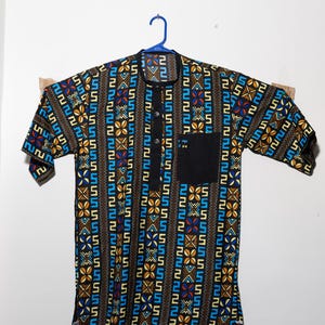 Multicolor Abstract Print African Men Clothing | African Shirt for Men | African Fashion | Traditional African Attire | Dashiki Ankara Top