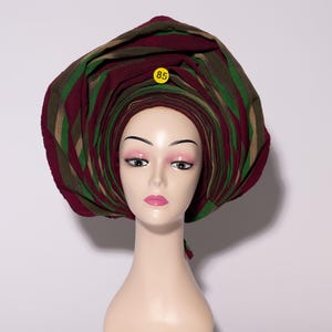 Multicolor African Auto Gele | Ready-to-Wear Gele | Pre-Tied Headwrap | Nigerian Wedding Hat | Aso Oke Headtie | Traditional Headgear
