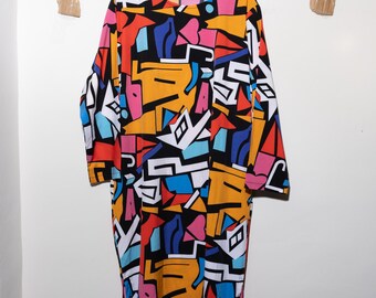 Mehrfarben abstraktes Druck-Frauen-Kleid | Afrikanisches Hemd für Frauen | Afrikanische Mode | Traditionelle afrikanische Kleidung | Dashiki Shirt | Ankara Top