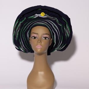 African Auto Gele - Multicolor | Ready-to-Wear Gele | Pre-Tied Headwrap | Nigerian Wedding Hat | Aso Oke Headtie | Traditional Headtie