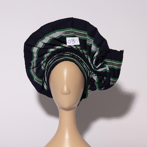 Multicolor Stripes African Auto Gele | Ready-to-Wear Gele | Pre-Tied Headwrap | Nigerian Wedding Hat | Aso Oke Headtie | Traditional Headtie