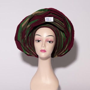 Multicolor Striped African Auto Gele | Ready-to-Wear Gele | Pre-Tied Headwrap | Nigerian Wedding Hat | Aso Oke Headtie | Traditional Headtie