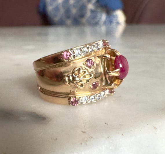 14k Cigar Band Ruby Ring - image 6