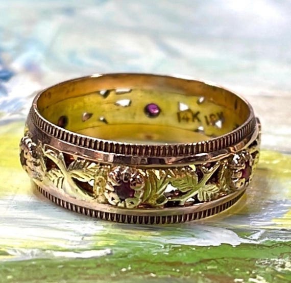 14k and 18k Ruby Station Ring - image 1