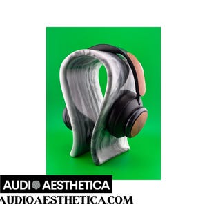 Elegant Omega Marbled Resin Headphone Stand | Minimalist Headphone Holder | Luxury Audio Accessory Display | Modern Desk Decor
