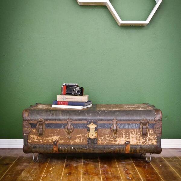 RESERVED FOR MATT Vintage Suitcase Coffee Table with Hairpin Legs