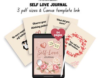 Self-Love Journal |  Digital Journal for Self Care & Mindfulness | Affirmation Journal | Self Love Journal Printable Minimalist | PLR resell