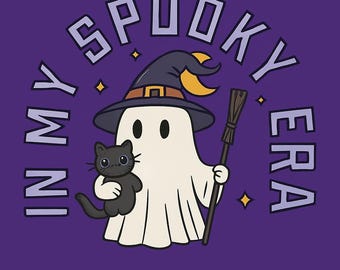 In My Spooky Era Ghost Sticker | Black Cat Witch Halloween Sticker | 3-Inch Vinyl