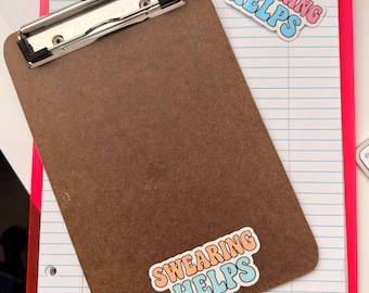 Swearing Helps Sticker – Funny Pastel Cursing Quote Vinyl Sticker for Water Bottles, Laptops & Journals