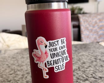 Flamingo Sticker | Embrace Your Quirks, Motivational Decor