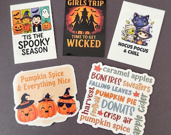 Halloween Sticker Set | 5 Spooky Season Stickers | Witchy, Pumpkin Spice & Hocus Pocus Stickers