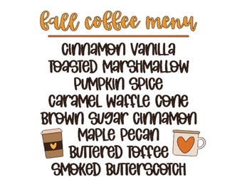 Fall Coffee Menu Sticker | Pumpkin Spice Coffee Lover Gift | 3-Inch Vinyl Sticker