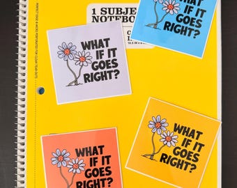 What If It Goes Right? Motivational Sticker | Positive Thinking Vinyl Sticker for Laptop, Water Bottle, Journal | Uplifting Quote