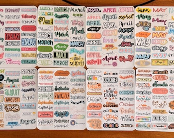 Monthly Planner Stickers/ Month Name Sticker Labels/ January–December Planner Stickers/ Functional Planner Labels/ Colorful Planner Stickers
