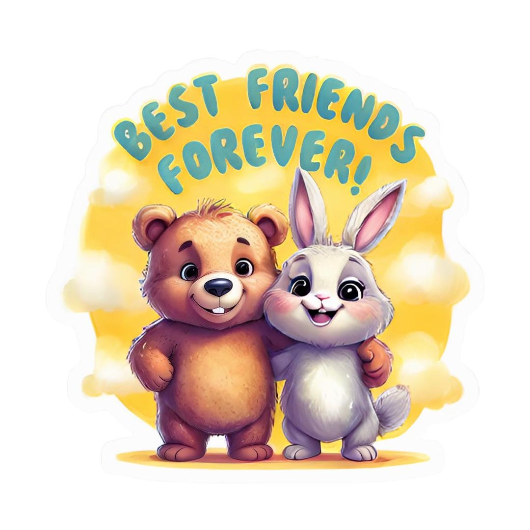 Best Friends Forever Bear and Bunny Sticker - Cute Animal Sticker ...