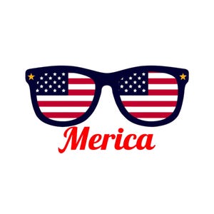 Patriotic &#39;Merica Sunglasses Sticker: 4th of July Vinyl Decal