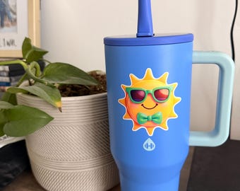 Smiling Summer Sun Sticker: Sunglasses & Bow Tie