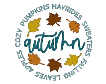 Autumn Circle Sticker | Cozy Fall Leaves Pumpkins & Sweater Weather | 3-Inch Vinyl Sticker