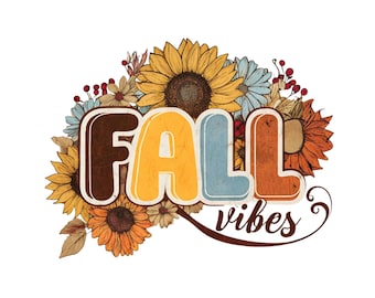 Fall Vibes Sticker | Retro Sunflower Autumn Sticker | 3-Inch Vinyl