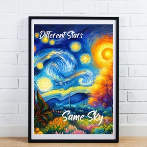 Van Gogh Sternennacht Zitat Druck - SEL Druck Same Sky Verschiedene Sterne Wandkunst, Inspiration Klassenzimmer Poster