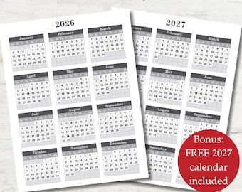 2026 printable 12 month calendar pdf download single page printable new year 2026 calendar planner year at a glance calendar downloadable