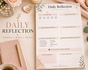 Alltags Reflection Journal Druckbares Self Care Reflection Worksheet Wellness & Mindfulness Planer Page Check In Tracker PDF 239