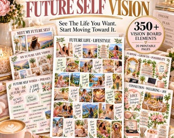 Future Self Vision Board Kit, Future Life Vision Board, Dream Life Printable, Personal Growth, Goal Setting, Reinvent Yourself 741