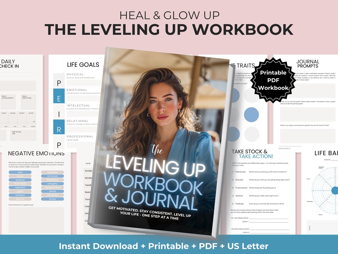 Level up Workbook Printable Glow up Worksheets for Women Self Concept ...