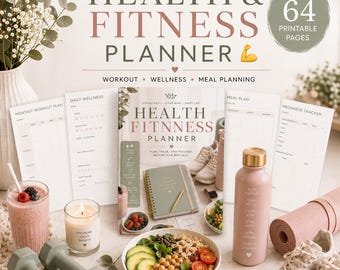 Gesundheits & Fitnessplaner Printable Wellness Journal Workout Tracker Abnehmplaner Mahlzeitenplaner Arbeitsbuch Medizinisches Sammelmappe PDF-232