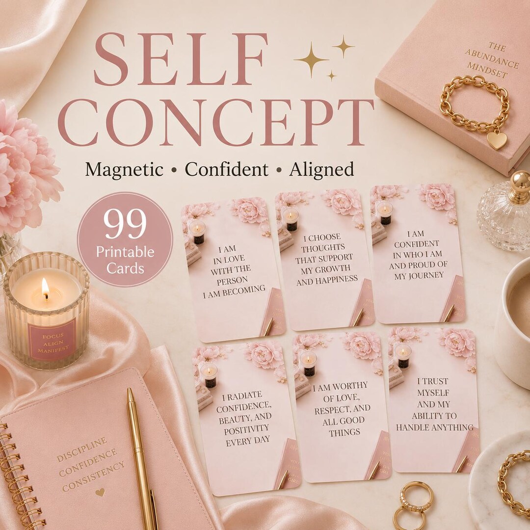 Self Concept Affirmation Cards Printable Confidence & Identity Shift ...