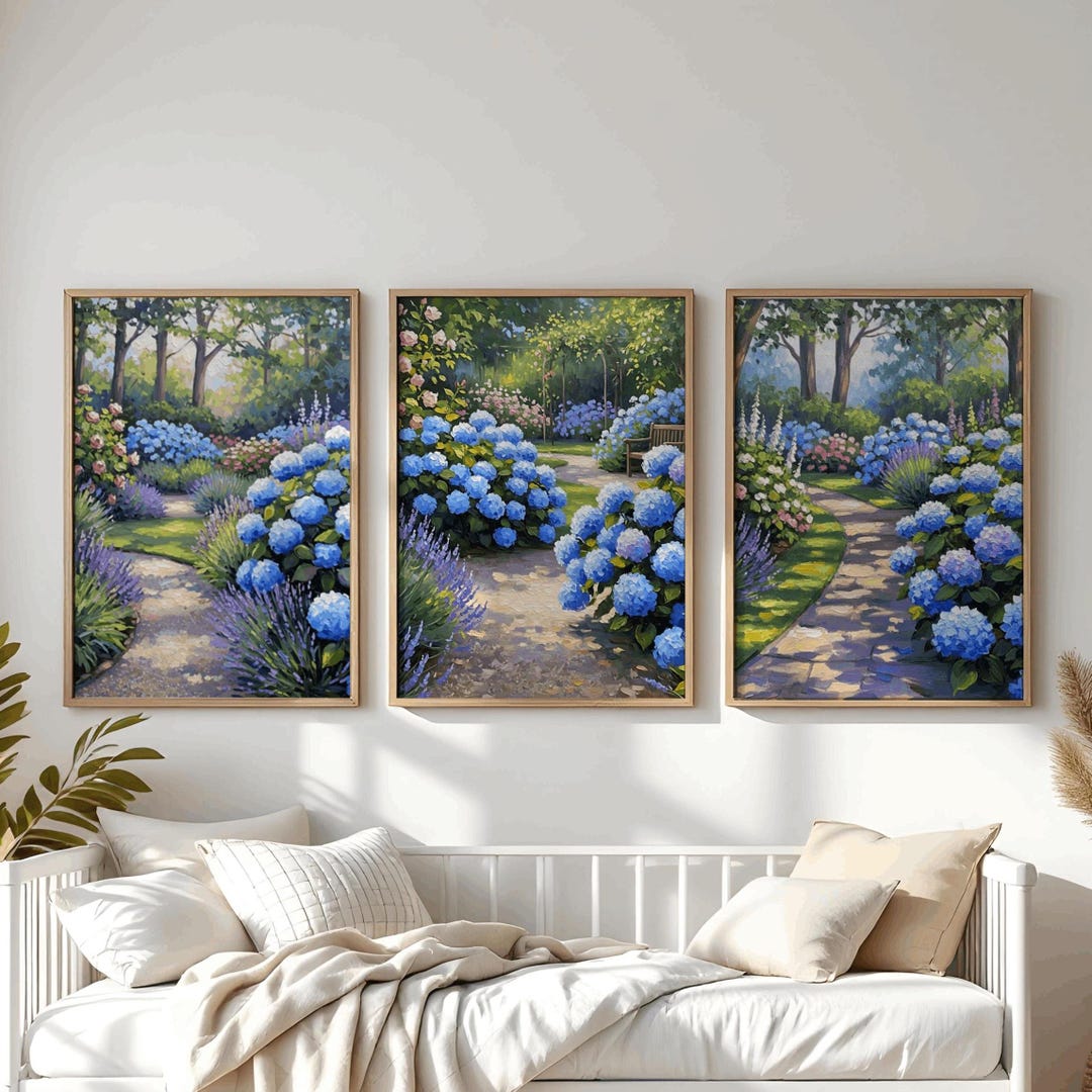 Hydrangea Garden Wall Art Coastal Grandmother Floral Botanical Prints ...