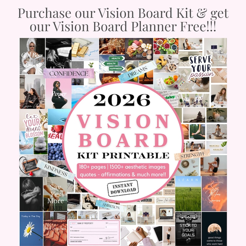 2026 Vision Board Bingo Card Template Editable, Printable Bucket List ...