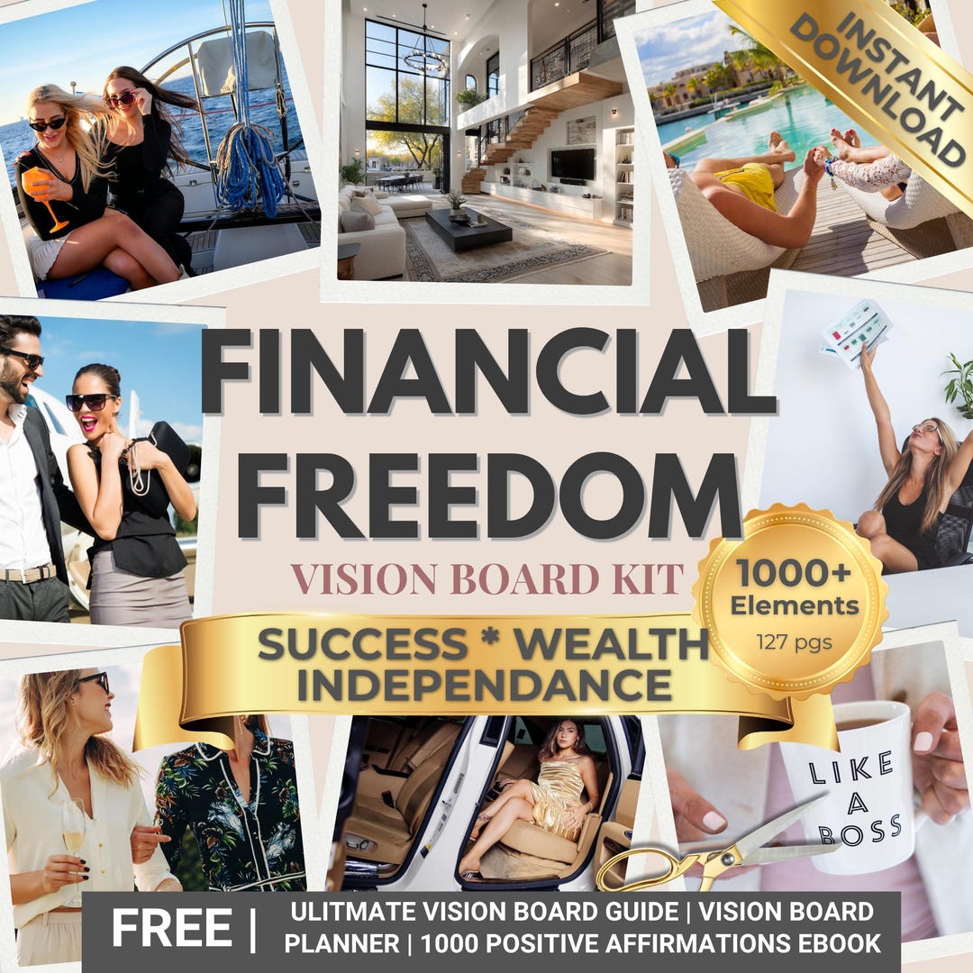 Financial Freedom Vision Board Kit Printable, Passive Income & Wealth ...