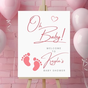 Oh Baby Shower Welcome Sign Girl Baby Shower Board Pink Oh Baby Welcome Sign Girl Baby Shower Welcome Poster for Baby Shower Entrance Sign