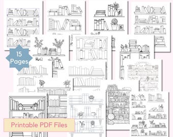 Bookshelf Reading Tracker Bundle Coloring Shelf Monthly Reading Log Books Read Printable 133
