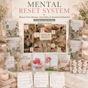 Mental Reset Bundle | Burnout Recovery Planner | Self Care & Healing Journal | Emotional Wellness Workbook | Stress Relief Printable Kit 246