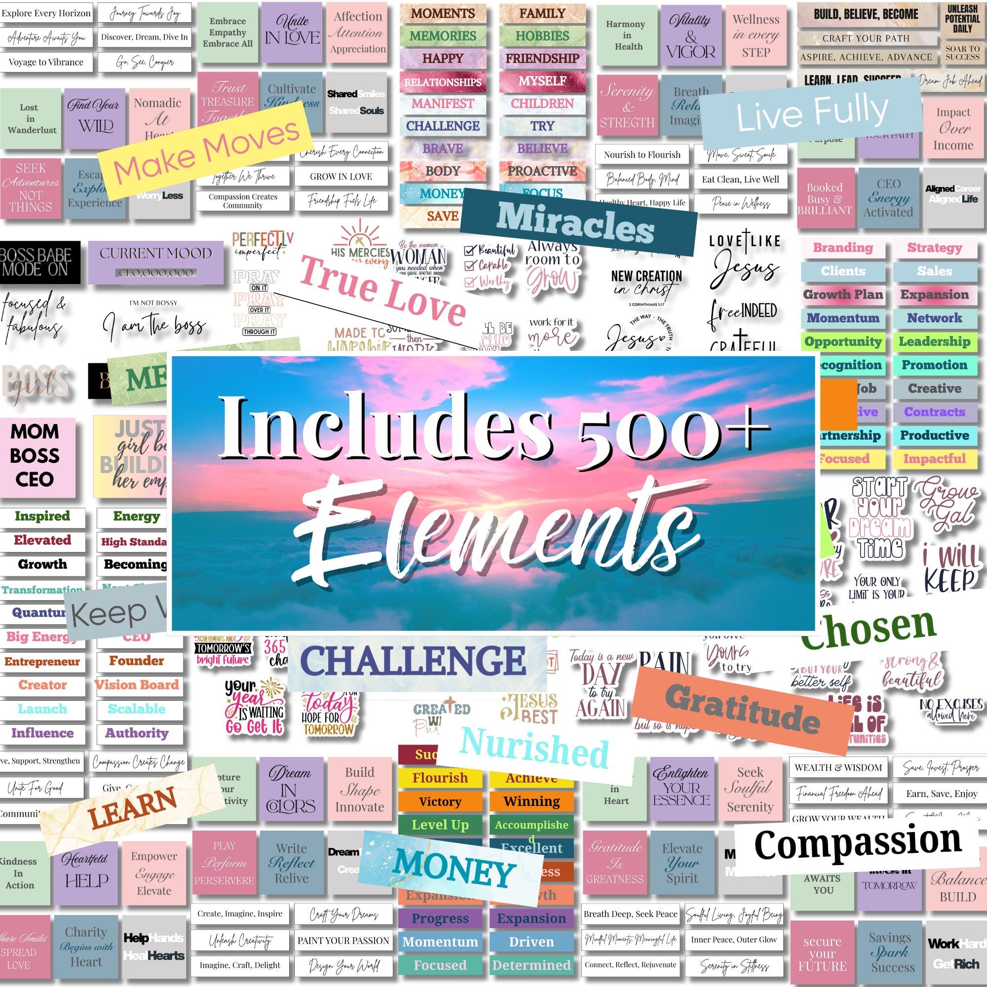 Dream Life Vision Board Kit Printable Manifest Your Ideal Life Goal ...