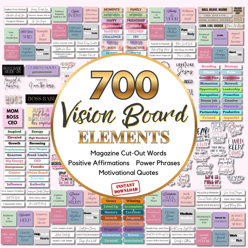 Numeric Vision Board Printable Vision Board Kit Manifestation Ritual Printable Law of ...