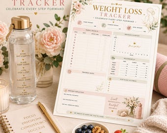 Gewichtsverlust Tracker Druckbarer Gewichtsverlust Planer Fitness Fortschritt Tracker Wellness Planer PDF Körpermesstracker Sofortiger Download
