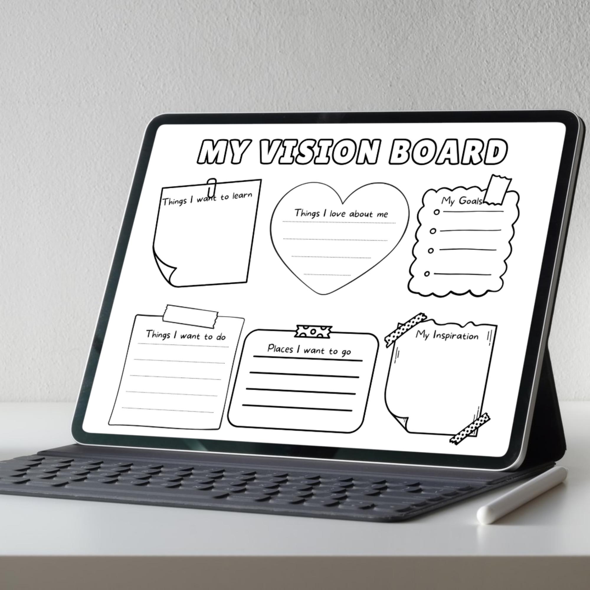 Vision Activity Outline Kids Vision Boards Printable Template, New Years Activity, Goal Setting ...