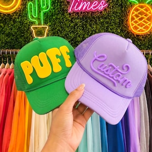 Custom PUFF Print Trucker Hat,Personalized Foam Hat,Custom Caps,Foam Trucker Hat,3D Puff Print Hat,Mesh Back Trucker Hat