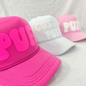 Benutzerdefinierte PUFF Print Trucker Hat, personalisierte Schaumstoff Hut, Benutzerdefinierte Caps, Schaumstoff Trucker Hut, 3D Puff Print Hut, Mesh Back Trucker Hut